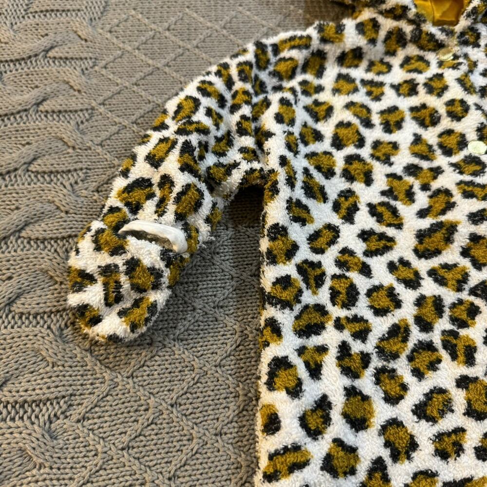Vintage Handmade Leopard Toweling/Outdoor Hooded Baby Sack ~ 3/6Ml - Picture 3 of 13